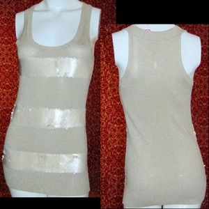 CACH'E beige sleeveless sequin knit blouse S✨